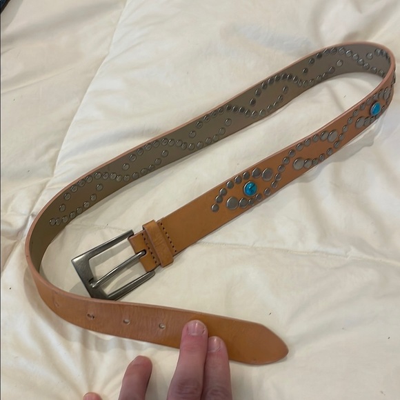 Steve Madden Tan Belt with Silver and Turquoise Accents XS - Picture 1 of 6